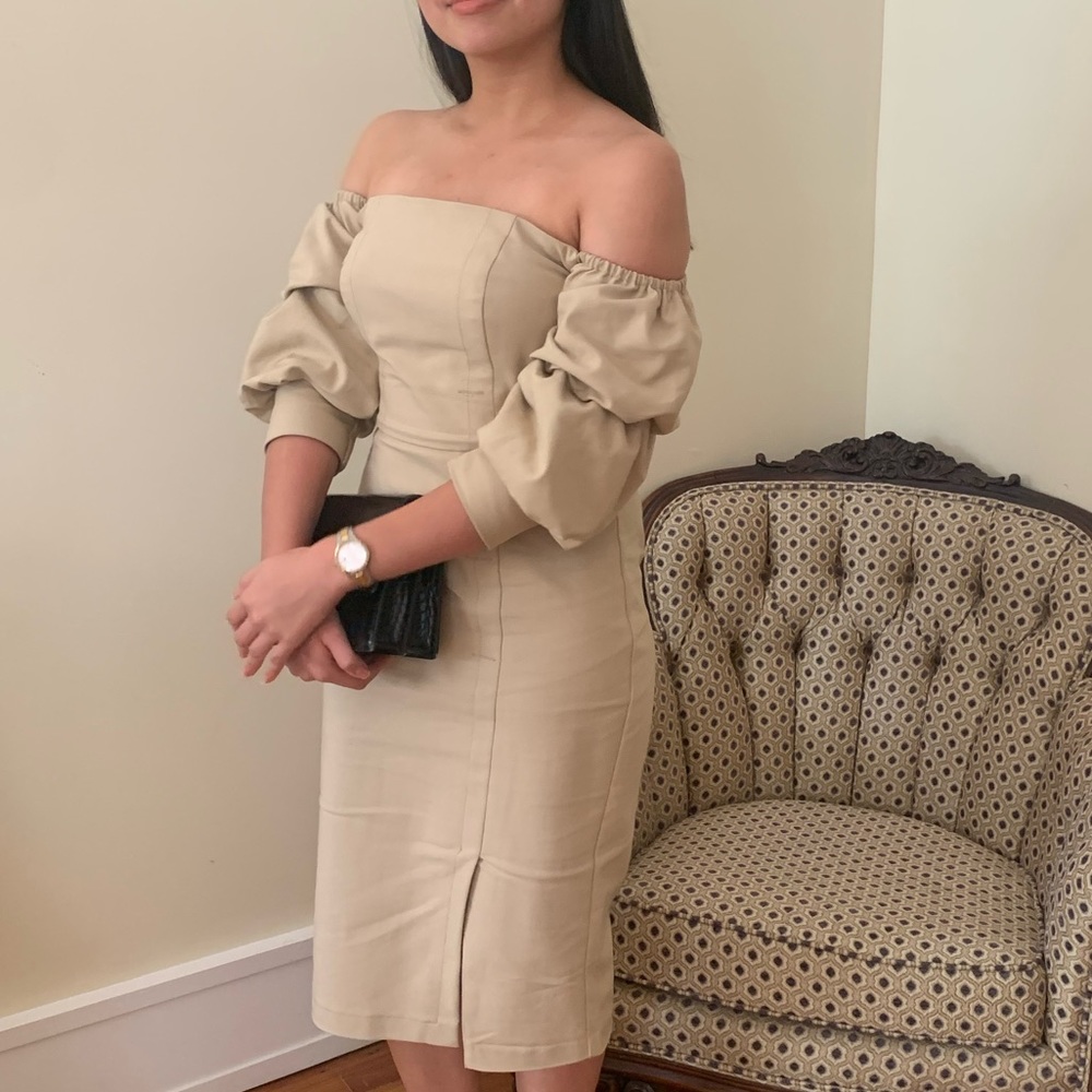 Puff sleeve midi dress